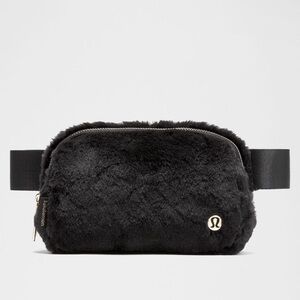 Lululemon Black Faux Fur Belt Bag With Gold Hardware